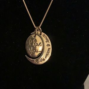 I love you to the moon and back gold necklace